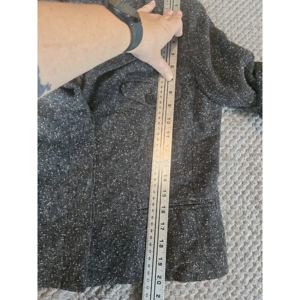 Vintage Burberrys of London Blazer Jacket Size 6 Wool Blend Tweed Grey Green USA - Picture 5 of 7